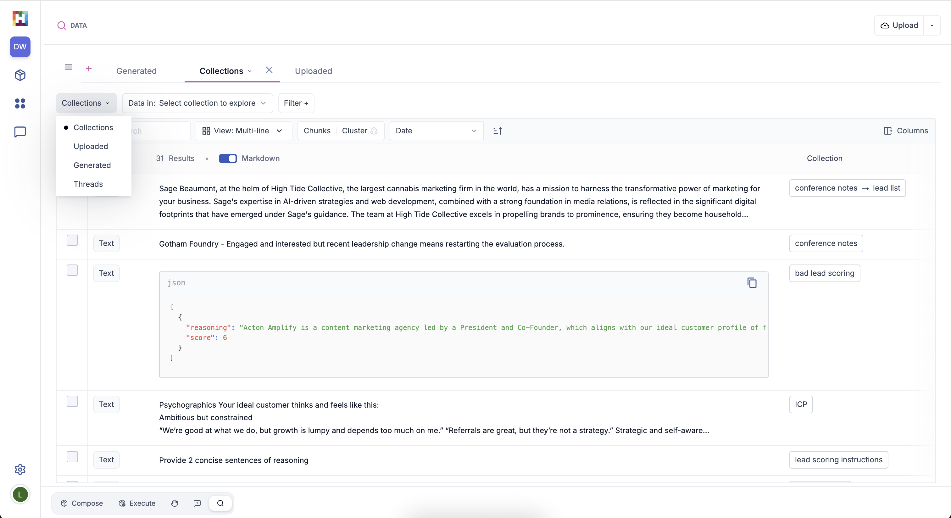 Filtering by data type