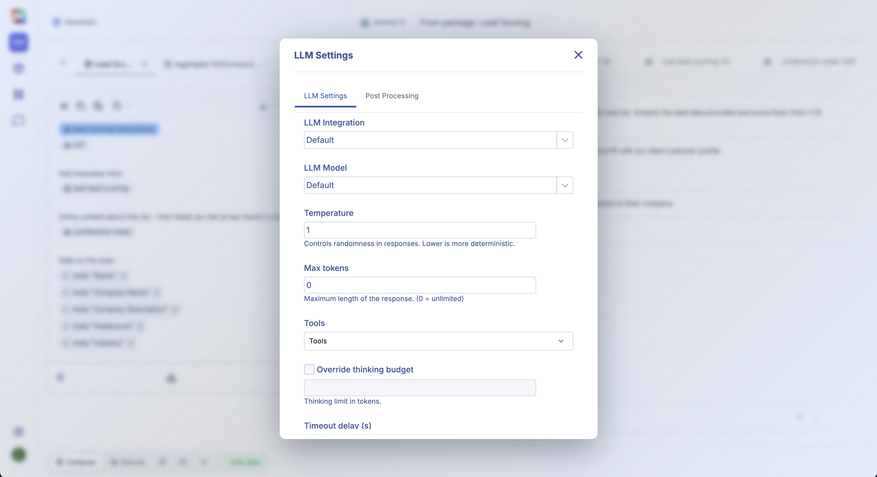 Package execution settings