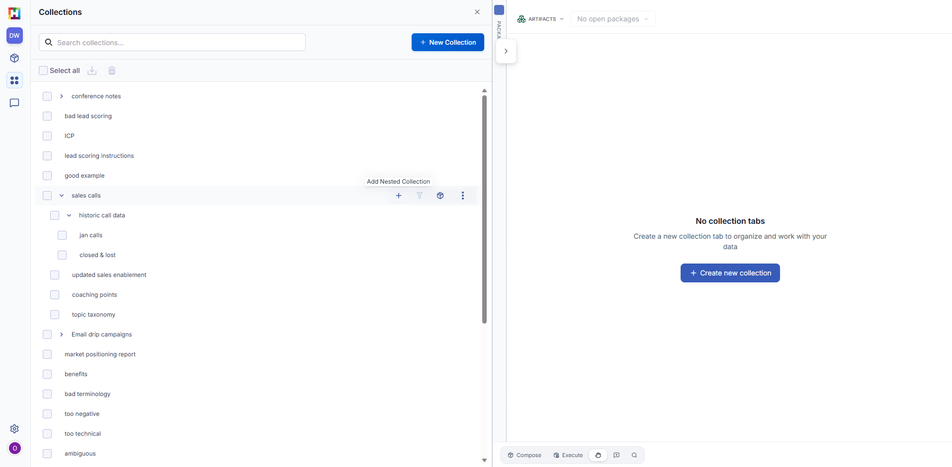 Adding a nested collection